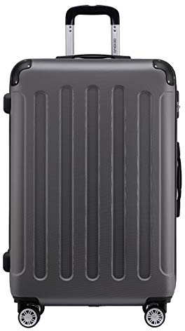 BEIBYE- Hartschalenkoffer Koffer Trolley Rollkoffer Reisekoffer Zahlenschloß 4 Zwilings-Rollen (Dark Grey, Middle-66cm)