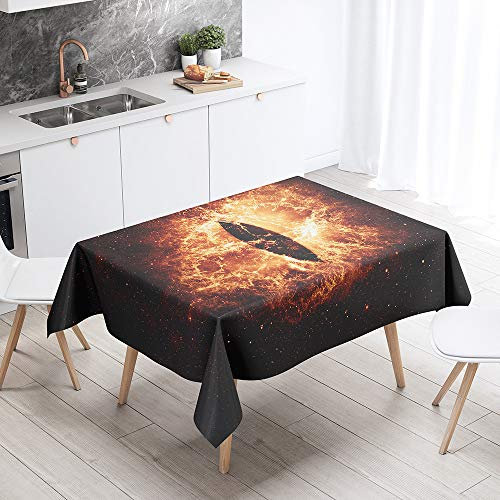 FANSU Rechteck Tischdecke Polyester 3D Starry Sky Stil,Wasserdicht Tischwäsche Pflegeleicht Abwaschbar Tischtuch-Viele Größe Farbe Wählbar (Funke,140x220cm)