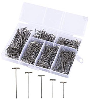 450Pcs T Pins Peluca de Acero Inoxidable T Pins Agujas para Bloquear Tejer Modelado Artesanías Oficina Peluca Haciendo Coser Plata