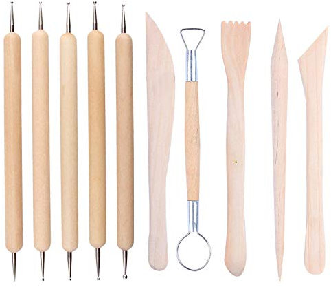 10 PCS Clay Modelling Tools, Sculpting Tools Clay Pottery Tools Polymer Clay Tools and Clay Sets Painting Dots Tools Ceramic Clay Pottery Set for Adults Beginners