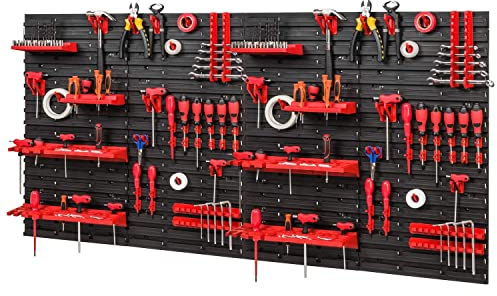 PAFEN Werkzeugwand -1544 x 780 mm - Set 76 Werkzeughaltern mit Lochwand Lagersystem Warkzeuglochwand Wandregal Werkstattregal