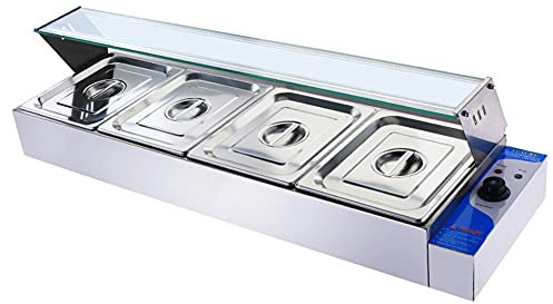 MNSSRN Stainless Steel Commercial Fast Food Warming Table, Pot-Type Electric Food Warmer Heating Plate, Catering Restaurant Commercial Desktop Steamer