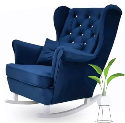 MartHome Schaukelstuhl Wohnzimmer - Relaxsessel, Schwingsessel - Stillstuhl, Schaukelstuhl - Komfortable Sessel für Schwangere Frauen, Velour Schaukelsessel, Relaxstuhl (Marineblau)