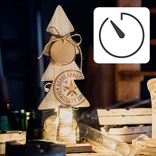 Hellum LED Holz-Baum mit 6h-Timer, 10 LED, warmweiß, batteriebetrieben (2x AA, nicht enthalten), innen IP20, Winterdecoration, Wohnzimmer, Dekoration, Weihnachtsdecoration, 524161