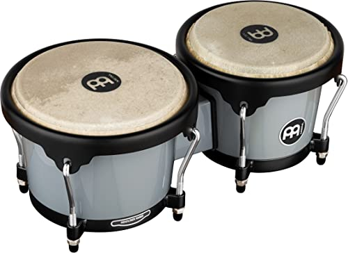 Meinl Percussion Bongos Journey Series - 2 Handtrommeln mit 6,5 und 7,5 Zoll - inkl. Stimmschlüssel - ABS Kunststoff, Grau (HB50UG)