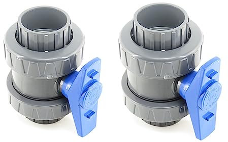 jardiboutique - Lot de 2 vannes, ø 63 mm, vanne PVC pour Piscine - Gamme Version 2020
