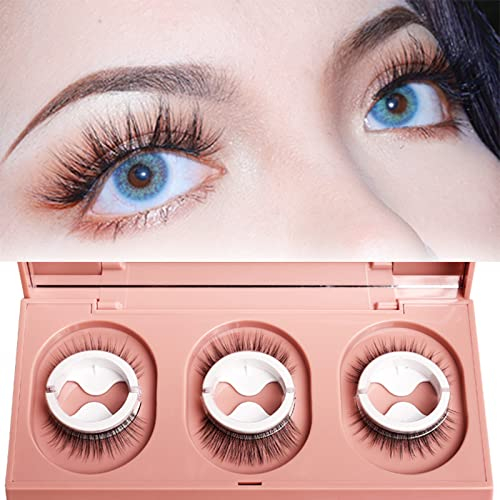 Wiederverwendbare selbstklebende falsche Wimpern kein Kleber oder Eyeliner Wimpern einfach anzubringen rutschfest wasserdicht selbstklebend falsche Wimpern für Frauen 3 Paar (FH-3)