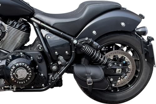 ends cuoio – Paco Schwingentasche aus Leder kompatibel mit Indian Sport Chief, Chief Bobber, Chief Dark Horse - Schnellverschluss mit Magnet - Motorradgepäcktasche - 100% Made in Italy (Schwarz)