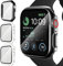 iVoler 3 Pezzi Cover con Vetro Temperato per Apple Watch SE (2022/2020) / Series 7 6 5 44mm, Copertura Completa Pellicola Protettiva Custodia Antiurto Anti-Graffio Rigida Case, 2 Trasparente + 1 Nero