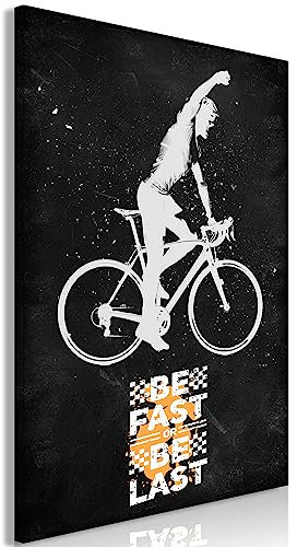 murando - Wandbilder XXL Fahrrad 80x120 cm 1 tlg - Wand Deko Leinwand Bilder Groß Wanddeko Wohnzimmer Schlafzimmer Kunstdruck Sport Hobby Aufschrift Motivationsmotto Radfahrer