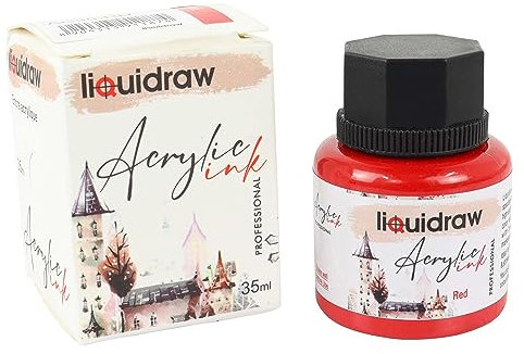Liquidraw Tintas acrílicas para artistas, 20 colores, negro, blanco, impermeable, 35 ml, profesional para pintura, dibujo, pinturas, arte, pinceles, papel, tablero, lienzo, tela y madera (rojo)