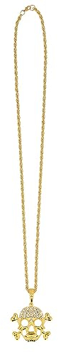 Boland 72326 - Halskette Totenkopf, gold, Halsband für Karneval und Halloween, Modeschmuck, Kostüm Zubehör