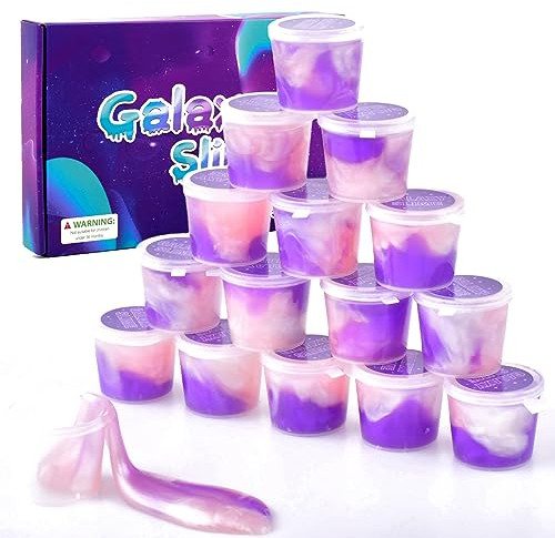 15 Pack Galaxy Slime Kit, Super Soft Stretchy Non-Sticky, Stress Relief Slime Toys for Girls and Boys Party Favors Kids Gift, Best Birthday Gift