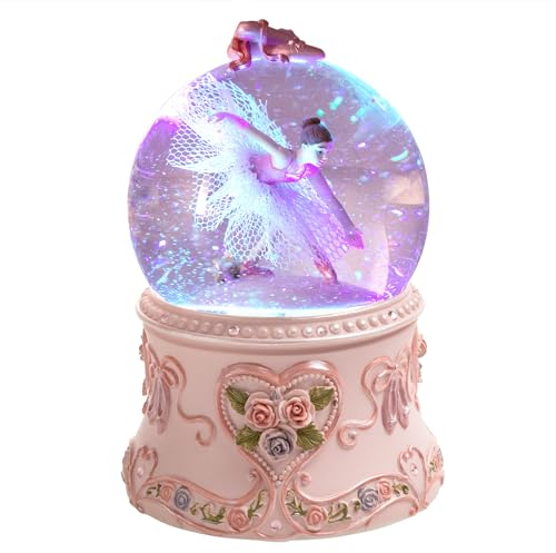 Septwonder Ballerina Schneekugel mit LED-Lichtern und automatischem Glitzer wehend, Schneekugel für Frau, Tochter, Oma und Großmutter Musik Die blaue Donau