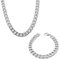 EIHI Collana e Bracciale in Acciaio Inossidabile, Catena da Uomo in Argento, Ragazzi, Set Collana e Bracciale Largo 8 mm, Ragazzi e Ragazze