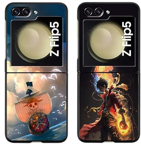 [2 Stück] Schutzhülle für Samsung Galaxy Z Flip 5 5G Hülle 6.7 Zoll, Anime One Piece Luffy Gear 5 Nika Handyhülle Case Junge Cool Manga Muster Design Stoßfest für Samsung Z Flip5, 08