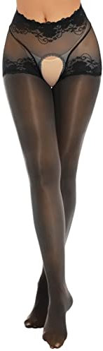 Fulidngzg Liguero Mujer Sexy Eróticas, Ropa Interior Elástico Encaje Crossdresser Lencería Cintura Alta Langerie Abierta Medias Brutal Rejilla con Ajustables