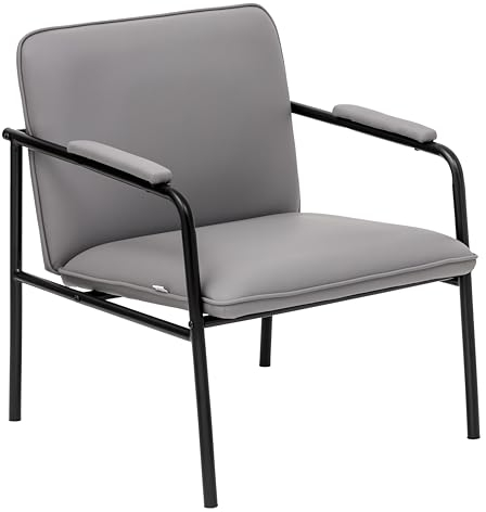 Baroni Home Loungesessel mit Eisengestell, Armlehnenstuhl, Mid-Century-Modern Design, Relaxsessel für Wohnzimmer, Schlafzimmer, Arbeitsyimmer, Lounge 78x59x64 cm (Grau)