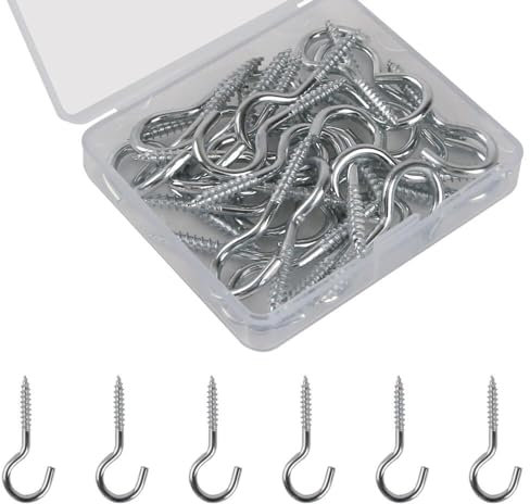 KAKULO Schraubhaken, Ösenschraube, Deckenhaken, Schraubaufhänger, offene Schlaufe zum Aufhängen von Garderobe, Handtuch, Blumentopf, Tasche, Schlüssel (30 Stück - 40 mm)