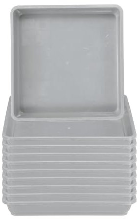 PATIKIL Plant Saucer Tray, 10 Pack 12 Inch Plastic Square Plant Saucer Flower Planter Drip Tray for Indoors Outdoors Patio Balcony, Grey
