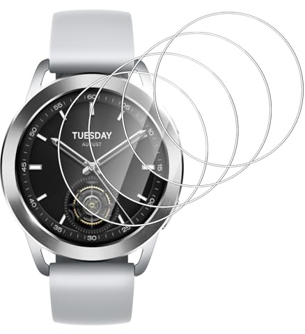 Dlxiks Protector de Pantalla para Xiaomi Watch S3, Cristal templado Antiarañazos,Dureza 9H, fácil instalación, Sin Burbujas, Antiarañazos, HD Transparente, 4 Unidades