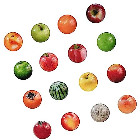 TOPBATHY 12stücke Obstmagnete Für Kühlschrank Runde Magnete Aus Glas Kühlschrankaufkleber-Magnet Whiteboard-Magnete Aufkleber Für Küche Büro Und Schule Gastgeschenke Muster