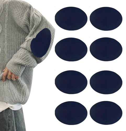 8 PCS Sew On Oval Elbow Knee Patches, Elbow Knee Iron-on Fabric Patches Elastic Knee Patches for Clothing Iron-On Sewable Repair Pads for Trousers Jackets Sweaters Clothing Repair Crafts Repair