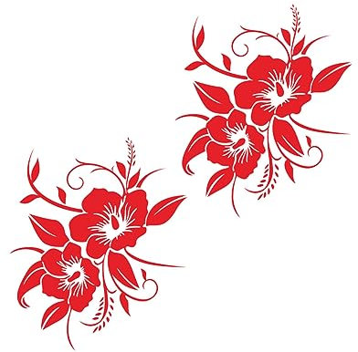 LALADEFIEE Blumen Muster Auto Karosserie Aufkleber Set Von 2 Wetterfest Einfach Anzubringen Keine Spuren Stilvolle Auto Aufkleber Für Rot
