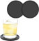 CENSIVI Drink Coasters Set of 2 - Black Round Mugs Coasters for Drinks, Silicone Coasters Pads Mats Non Slip for Coffee Mugs, Wine Glass, Beer and Bottles