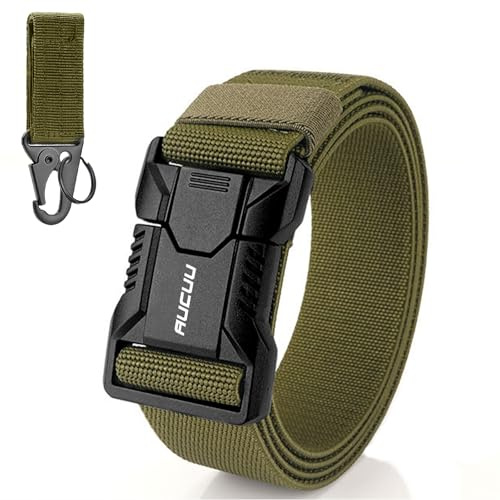 Aucuu Schnellverschluss Taktischer Gürtel, Arbeitsgürtel Herren mit Schnellspanner Metallschnalle, Militär Wandern Arbeitgürtel, Gürtel Nylon Canvas Belt, Herren Belt für Outdoor, Arbeit, Militär