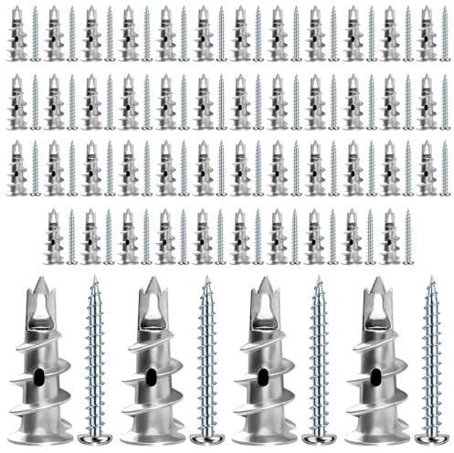 100 chevilles pour placoplâtre, chevilles métalliques pour placoplâtre autoperceuses avec vis, chevilles métalliques pour placoplâtre Pour la fixation sur le béton, les briques, les cloisons sèches