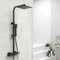 Thermostatic Shower System, Square Thermostatic 38℃ Shower Mixer Set with 25 x 25 cm Rainfall Shower Head, Handheld Shower, Riser Rail, Adjustable Height Anti Scald Matte Black Shower Set