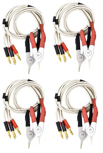 dissot 4 Paar Isolierte Bananenstecker Klemme Kabel Niedriger Widerstand LCR Clip Sondenkabel Messgerät Testen Terminal Kelvin Neu