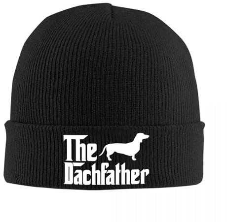 YHRYHYM Klassische Strickmütze Custom Der Dackel Vater Mützen Mützen Cool Winter Warme Strickmützen Erwachsene Unisex Wurst Wiener Hundemütze Hut Unverzichtbar für die Reise