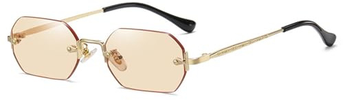 QVKUUT Rechteckig sonnenbrille rahmenlose Mode Retro Rechteck Brille Damen Herren, UV400