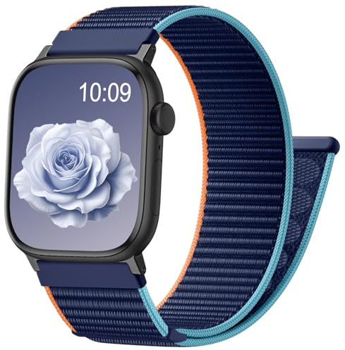 IMIVIO Nylon Band für Apple Watch Armband 40mm 41mm 38mm 42mm Damen Herren | Klettverschluss Nylon Sport Loop Band für iWatch Series 11 10 9 8 7 6 5 4 3 2 1 SE3 SE2 SE, Blau