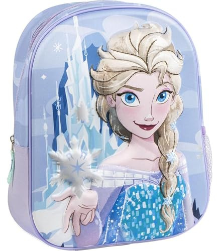 Mochila Escolar Frozen Elsa Original Disney para Niñas con Diseño de Copo de Nieve | Mochila Frozen Infantil Preescolar y Primaria Ligera y Resistente