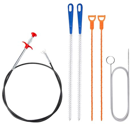 Redamancy 6 Pcs Rohrreinigungswellen Abflussreiniger Spirale,Doppelkopf-Rohrreinigungsbürste Edelstahl-Kanalreiniger,Abfluss Bürste,Flexible Reinigungsbürste für Rohre für breite Rohre,Kanäle,Usw