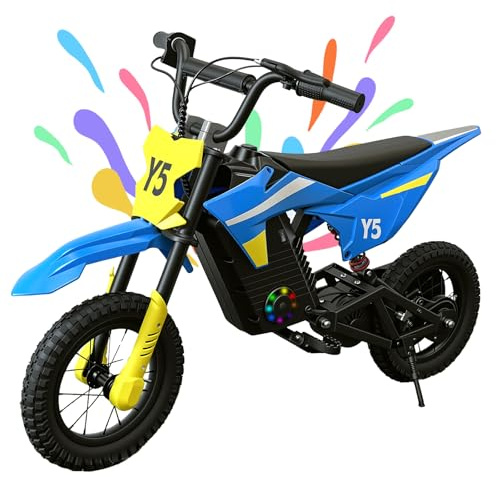 TODIMART Elektro Motorrad Kinder, Elektromotorrad mit 300W Motor, 20KM Lange Reichweite, 8/12/25 KMH Geschwindigkeitsmodus, 12 Zoll Luftreifen, Moto Cross für Kinder von 3–12 Jahren