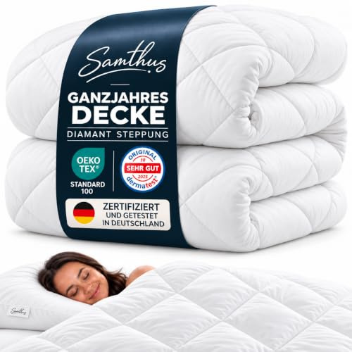 Samthus Diamant Bettdecke 135x200cm aus weicher Mikrofaser Ganzjahresdecke | Oeko-Tex & Dermatest zertifizierte Steppdecke - atmungsaktive Zudecke mit innovativer Steppung - Schlafdecke - Blanket