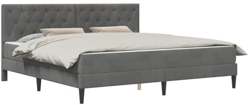vidaXL Bettgestell mit Matratze Dunkelgrau 180 x 200 cm Samt, Modernes Schlafzimmer, stilvolles Bettgestell, Samt, Taschenfederkern, Komfortables Schlafen, platzsparend