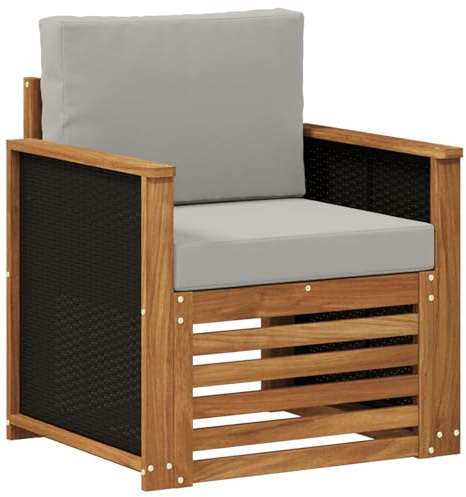 vidaXL Outdoor Mittelsofa Natur, Moderne Outdoor-Couch, modulare Möbel, wetterfestes Gartenlounge, Bequeme Terrassen-Sitzgruppe