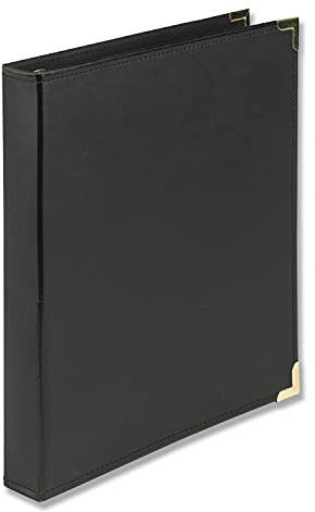 Samsill Classic Collection Executive Präsentationsbuch mit 3 Ringen, 2,5 cm Ordner, Messing-Rundring (für 200 Blatt), Schwarz