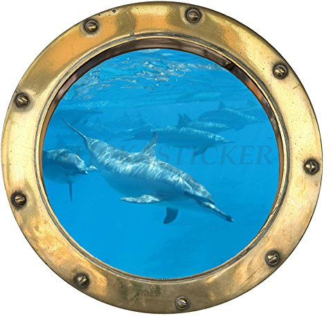 Hublot Sticker Trompe l'Oeil Noir Vinyle Ronde Rectangle 30x30cm Indoor Usage Unique