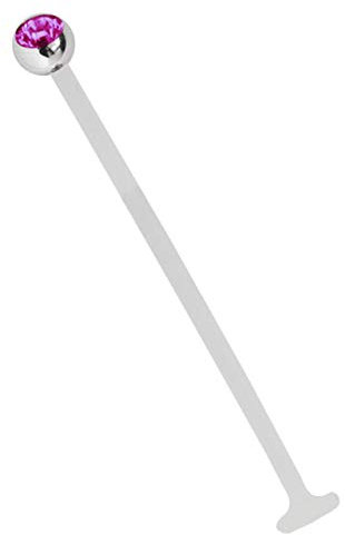 Modern Nature Piercing-Schmuck Lippenpiercing Teflon 1,2 mm Weiss mit Zirkonia Titan Kugel pink in 3 mm. Individuell geeignet als Lippenpiercing, Mundpiercing und Ohrpiercing.