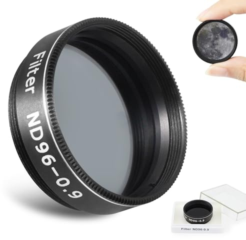 Astromania Telescope Filter Moon Filter 1.25 inch, Neutral Color Filter ND96-0.9 with 13% Light Transmission Reduces Moon Glare&Enhances Lunar Crater Detail, Work with Telescope Accepts 1.25 Eyepiece