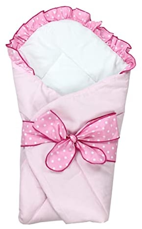 TupTam Unisex Baby Einschlagdecke mit Schleife, Farbe: Rosa, Größe: 70 x 70 cm