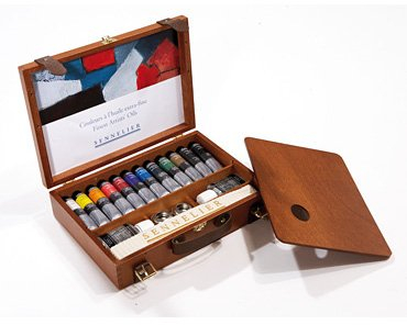 Sennelier - Coffret bois garni huile extra-fine 12 tubes de 40 ml Sennelier - N130354.00