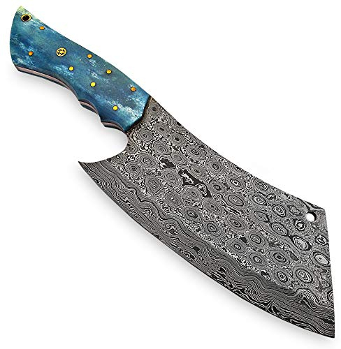 CL-9839 Couteau à Couperet en Acier de Damas Fait Main sur Mesure