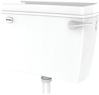 Thomas Dudley Ltd Acclaim 9Ltr White Alloy Steel Traditional Cistern Handle with Lever, Rustproof, Dual-Flush, Side Inlet, Includes Installation Hardware